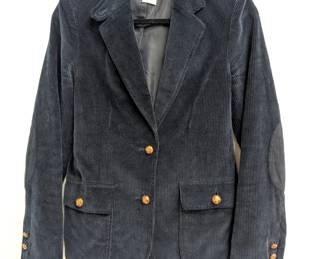 Compositions black corduroy single-breasted blazer with leather buttons, size 8, made in Japan 