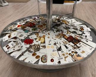 Vintage costume jewelry — earrings, brooches, and pins in diverse styles and colors!
