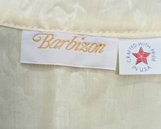 Closeup of Barbizon women's vintage ivory floral jacquard pajama set