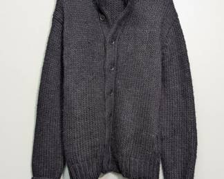 French Connection men's black wool blend button down cable knit cardigan, size XL