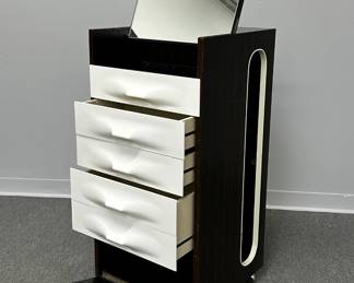 A Raymond Loewy DF 2000 dressing cabinet, "Valet 2000/50" designed by Raymond Loewy for Doubinsky Freres, circa 1969 (same item, in red, seen in the Metropolitan Museum of Art, NY)
