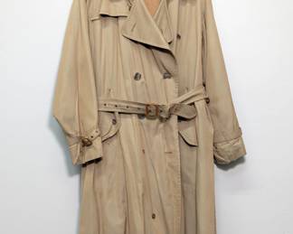 A vintage AQG International Collection mens tan trench coat with removable wool liner 