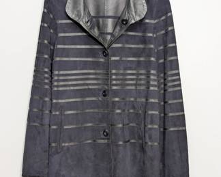 Algo navy leather and suede reversible jacket – buttons and pockets on both sides – size 38