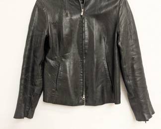 Banana Republic woman’s black lambskin leather jacket size S, biker motocross style zip front vintage leather jacket
