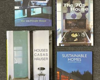 The Un-Private House by Terence Riley, published by The Museum of Modern Art, New York; Houses Casas Häuser by author and architect Alejandro Bahamon, The 70s House by David Heathcote and Sue Barr, Sustainable Homes by James Grayson Truelove with Nora Richter Greer