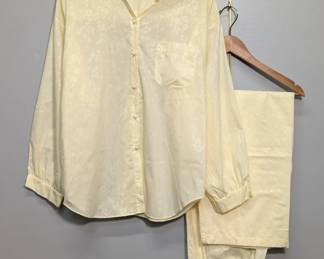 Barbizon women's vintage ivory floral jacquard pajama set