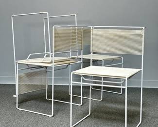 Another look at the set of 4 vintage 1970s Italian Flyline spaghetti side chairs by Giandomenico Bellotti