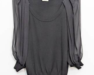Valentino sheer sleeve black top