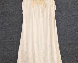 Vintage early 20th century sleeveless slip or chemise with hand crocheted lace