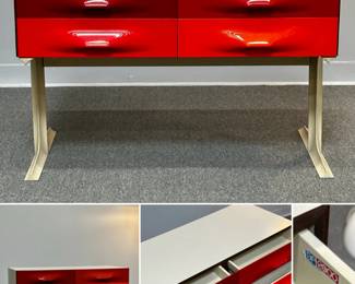 A circa 1968 Raymond Loewy DF2000 chest of 4 drawers, by famed 20th Century industrial designer Raymond Loewy for Doubinsky Freres. Loewy's Compagnie de L’Esthetique Industrielle (CEI) in Paris created the design of the DF 2000 modern furniture line, then manufactured by Doubinsky Frères and sold in the United States beginning in 1968. These iconic pieces were only manufactured until the early 1970s. 