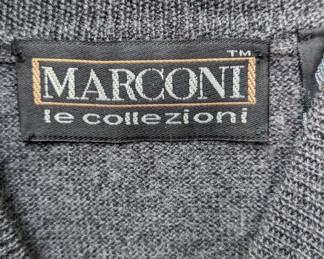 Closeup of Marconi Le Collezioni men's dark gray wool mock neck pullover sweater