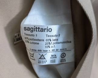 Tag inside the vintage Italian wool blend brown houndstooth check men's overcoat