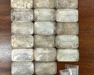 Collection of One Ounce silver bullion ingots, sold individually
