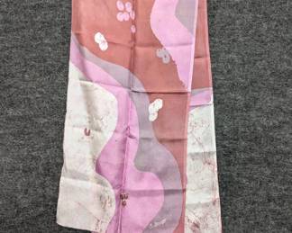Hand-painted silk scarf in pastel abstract floral pattern