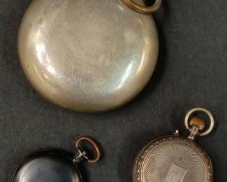 Reverse view of the vintage and antique pocket watch and pendant pocket watches