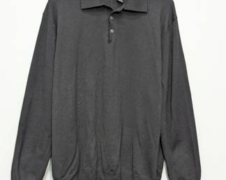 Valda Italy 100% merino wool men's black polo neck pullover sweater size XXL