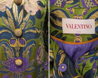More views of the gorgeous vintage Valentino Garavani shearling-trimmed wool-blend metallic floral-brocade coat