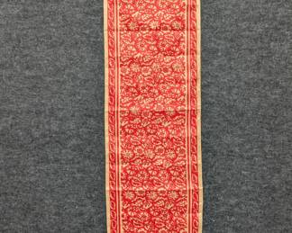 Vintage silk rectangular red and gold floral pattern scarf