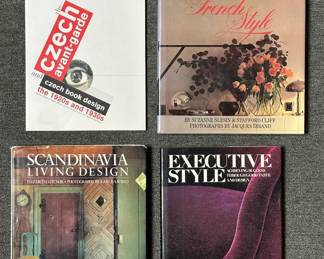The Czech Avant-garde and Czech Book Design The 1920s and 1930s, French Style by Suzanne Slesin and Stafford Cliff, Scandinavia: Living Design" by Elizabeth Gaynor, featuring photography by Kari Haavisto; Executive Style: Achieving Success Through Good Taste and Design by Judith Price