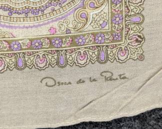 Closeup of vintage Oscar de la Renta paisley scarf