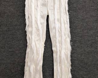 Love Highlight women's white vertical fringe striped drawstring pants size S