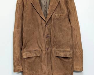 Men's brown suede leather blazer jacket, made in Italy