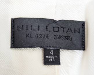 Inside tag of the Nili Lotan ivory-colored single breasted notched-lapel blazer, size 4