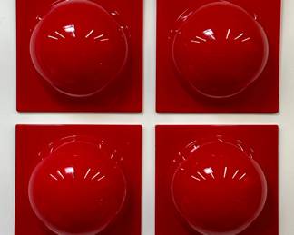 Another view of the Verner Panton (Denmark, 1926-1998) set of 4 red "Bubble panels", Lüber, Switzerland 1970's.