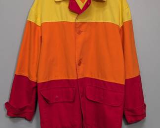  Vintage Tommy Hilfiger men's yellow, orange, and red color-blocked jacket, size M