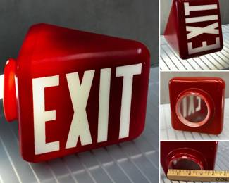 A 1930s vintage red-coated glass double-sided "EXIT" sign