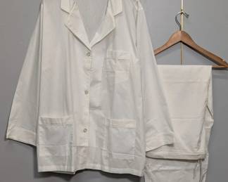 Victoria's Secret white cotton long pajama set, size XL