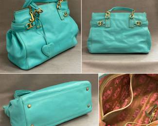 A vintage Juicy Couture turquoise leather satchel handbag