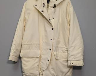 90s vintage Polo Ralph Lauren men's hooded puffer jacket parka, pale beige, size M