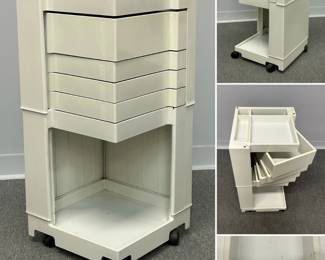 A 1960s mid-century modern Italian Bieffe Padova storage unit with swing-out drawers