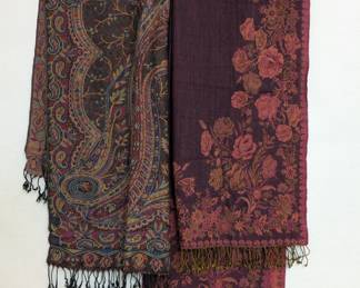 More beautiful vintage floral and Paisley pattern scarves with knotted fringe hems