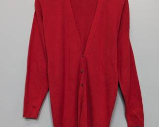 Vintage Pringle of Scotland men's red cotton blend cardigan sweater, size M, made in Hong Kong 
