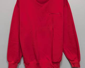 Eddie Bauer red turtle neck sweatshirt with one zippered breast pocket