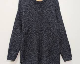 Eddie Bauer women's textured dark blue marled crewneck sweater size L/G