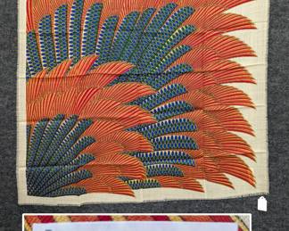 A vintage 1976 Treasure of Tutankhamun Eagle's Wing shawl, made of wool challis in Japan, produced in conjunction with the Metropolitan Museum of Art