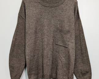 Mens brown crew neck pullover sweater with chest pocket
