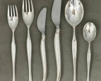 Christofle France silver plated "Duo" pattern cutlery, mid-century modern design by Tapio Wirkkala for Christofle