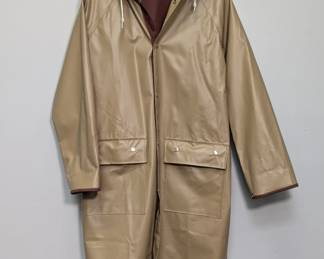 A vintage hooded rain slicker jacket