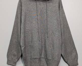 The Collection men's grey silk cashmere blend hoodie sweater, size XL
