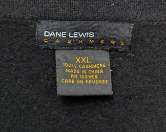 Closeup of the Dane Lewis men's cashmere black long-sleeve polo sweater size XXL