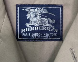 Closeup of vintage Burberrys mens beige trench coat made in France