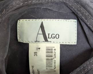 Closeup of Algo navy leather and suede reversible jacket – buttons and pockets on both sides – size 38