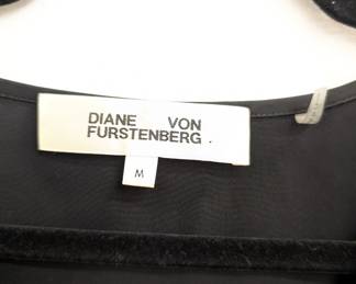 Closeup of Diane Von Furstenberg DVF "Cardea" sleeveless little black dress, size M