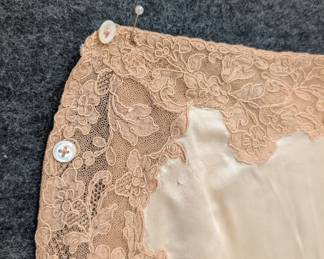 Closeup of 1930s vintage satin and lace tap pants, vintage lingerie!