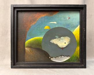 "The Path of Matty's House" signed acrylic painting by outsider artist Dennis Olejarczyk, dated 1990