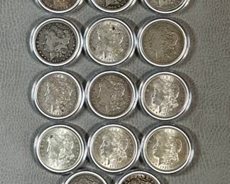 Fourteen (14) Morgan Silver Dollars of mixed dates